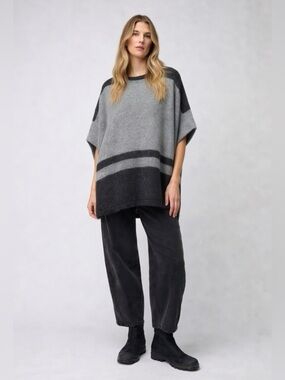 VINCE CAMUTO Wool Blend Poncho Sweater Plus 2X\3X Gray